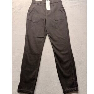 Evereve Payton Utility Ankle Slit Pant Black Size 25 NWT